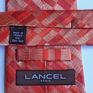 Lancel Paris red and pink all silk Tie. Made in France 🇫🇷